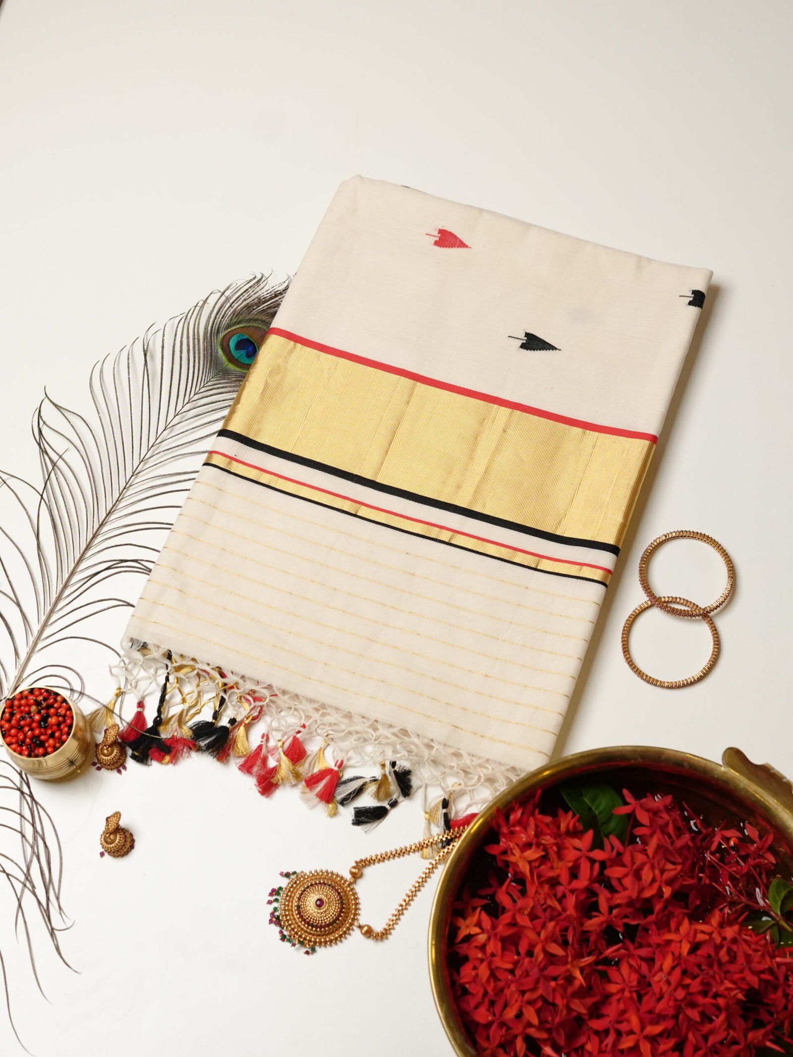 Golden Kasavu Pure Handloom Set Saree