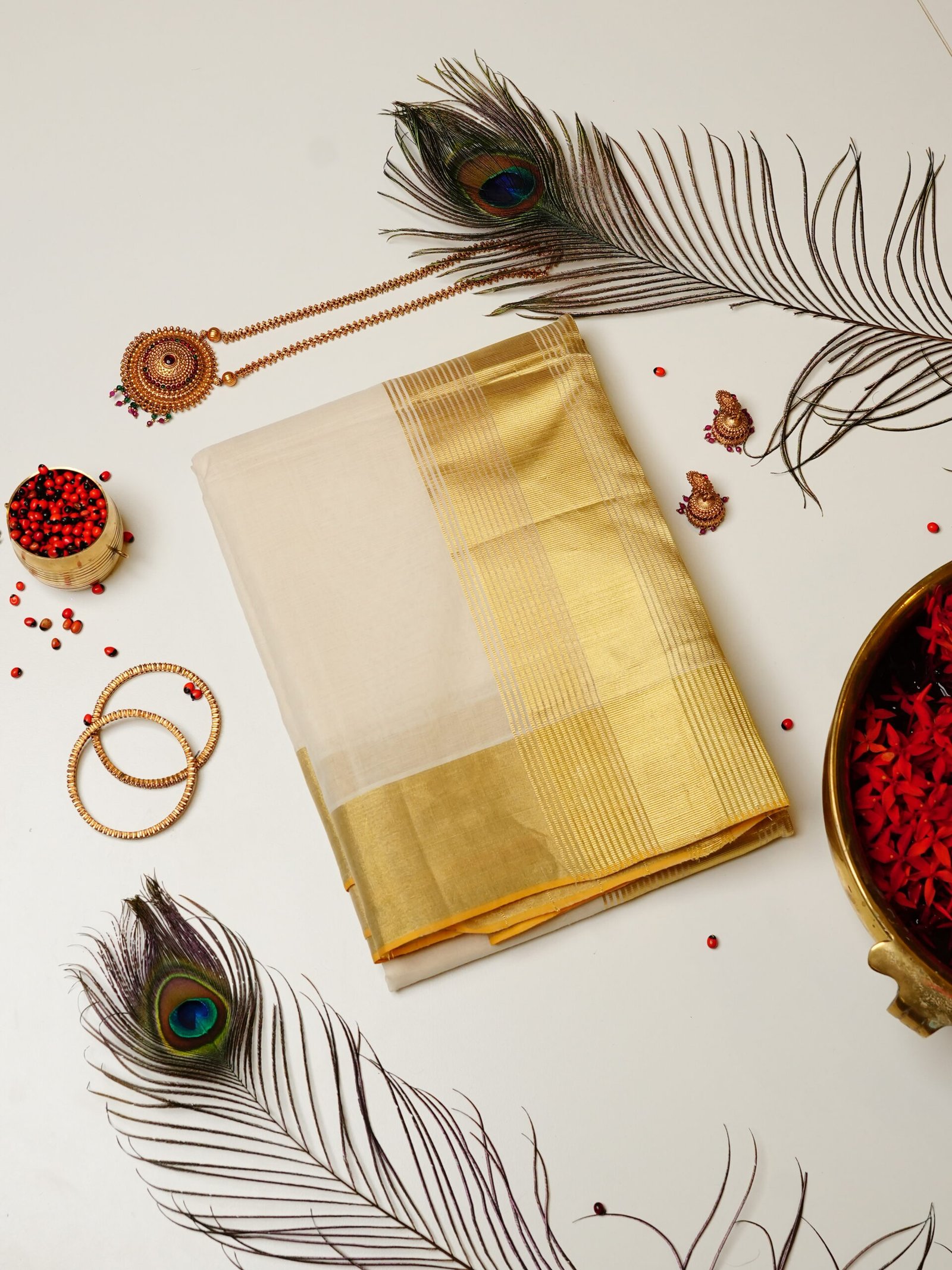 Classic Golden Kasavu Pure Handloom Set Saree