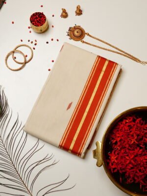 Red Motif Pure Handloom Set Saree