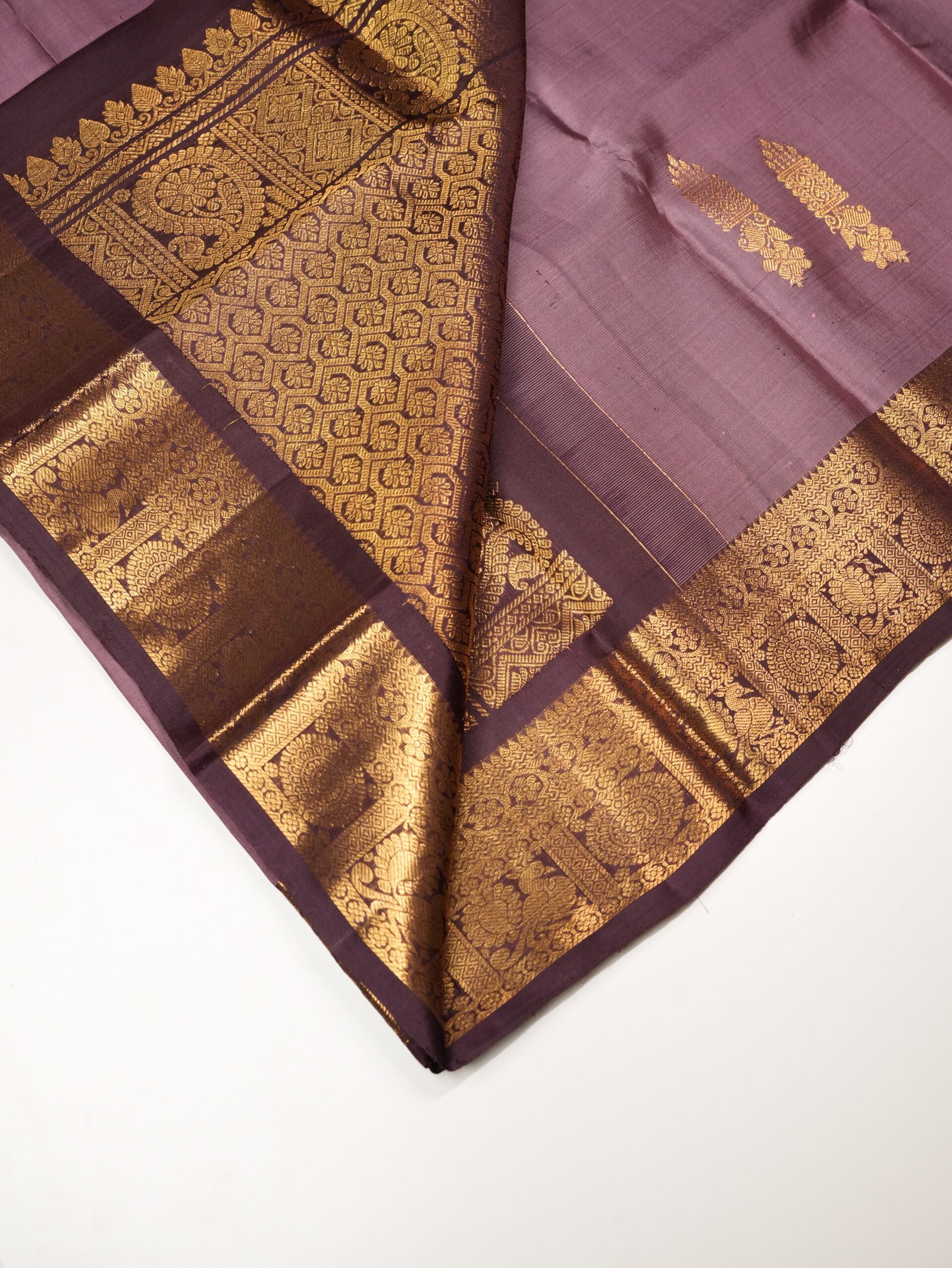 Dusty Mauve Pure Kanchipuram Saree - Image 4