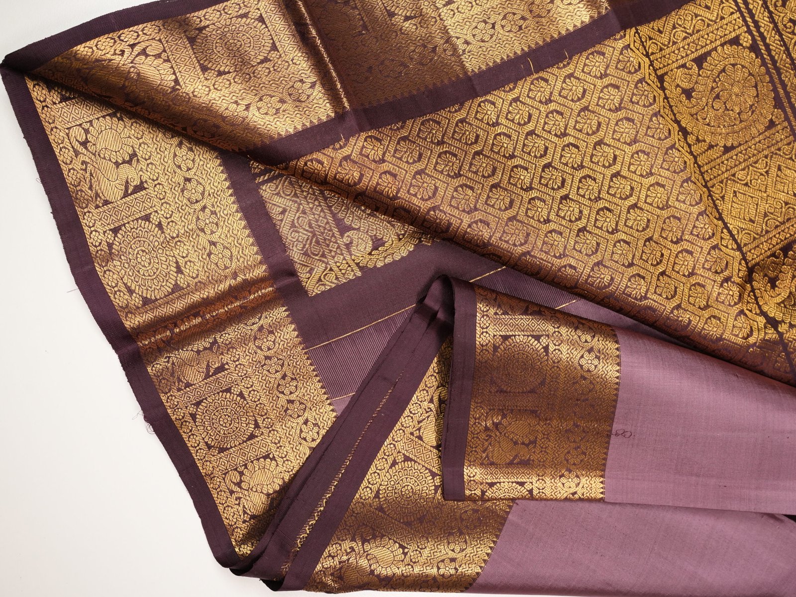 Dusty Mauve Pure Kanchipuram Saree - Image 3