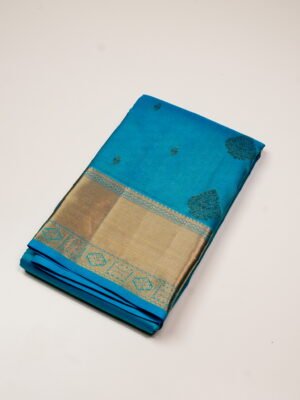 Turquoise Blue Pure Kanchipuram Silk Saree