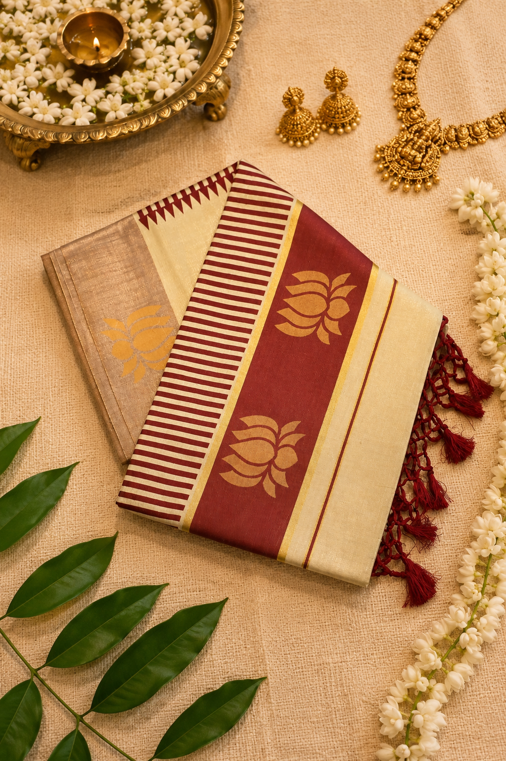 Golden Tissue Power Loom Set Saree - Image 2