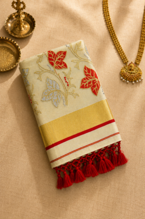 Red Power Loom Set Saree