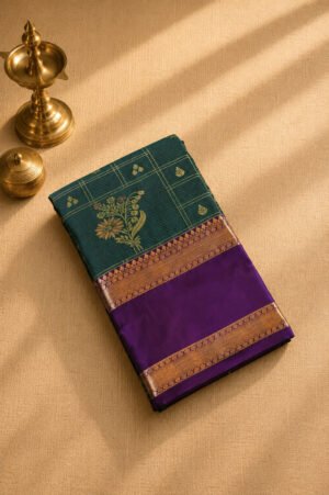 Emerald Green Semi Silk Saree