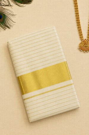 Golden Stripe Power Loom Set Saree