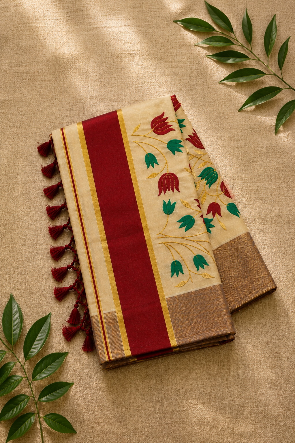 Golden Tissue Power Loom Set Saree - Image 2