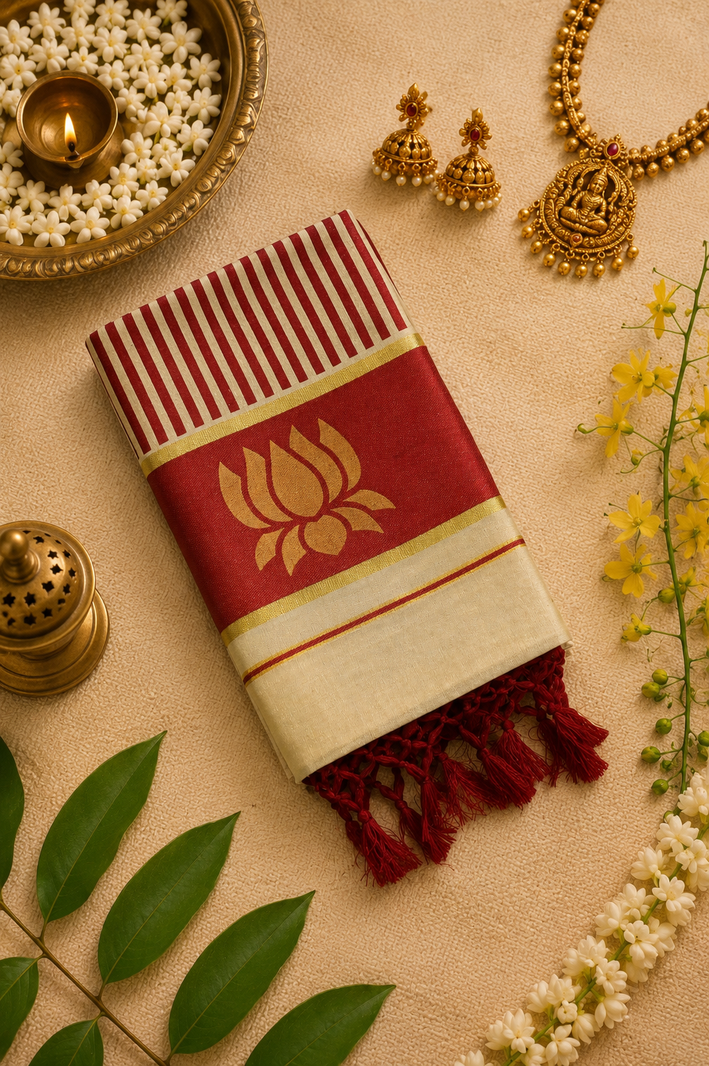 Golden Tissue Power Loom Set Saree