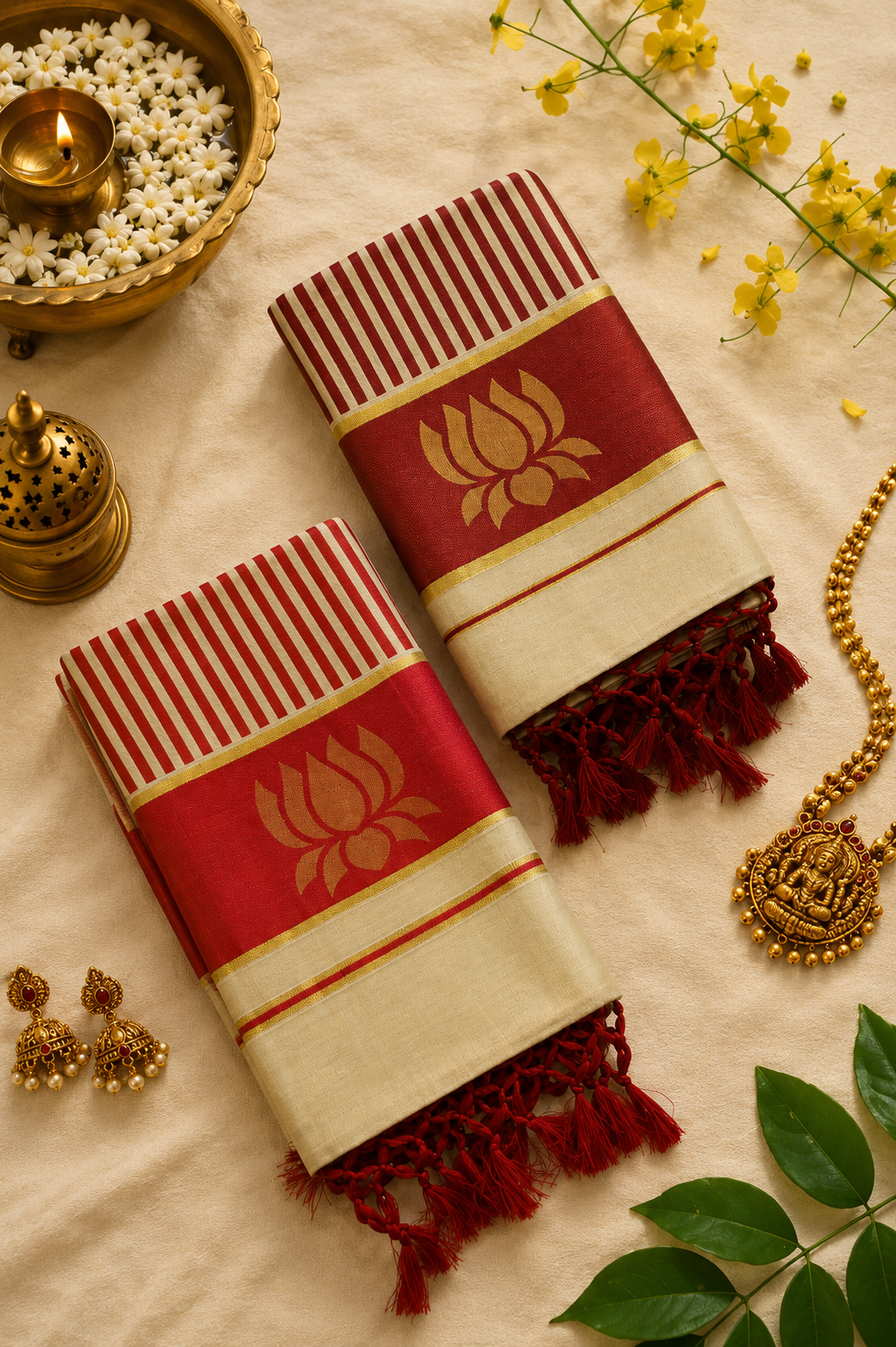 Golden Tissue Power Loom Set Saree - Image 3
