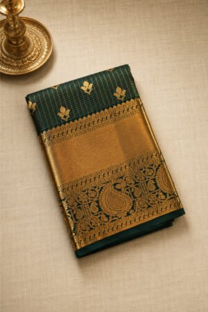 Dark Green Semi Silk Saree