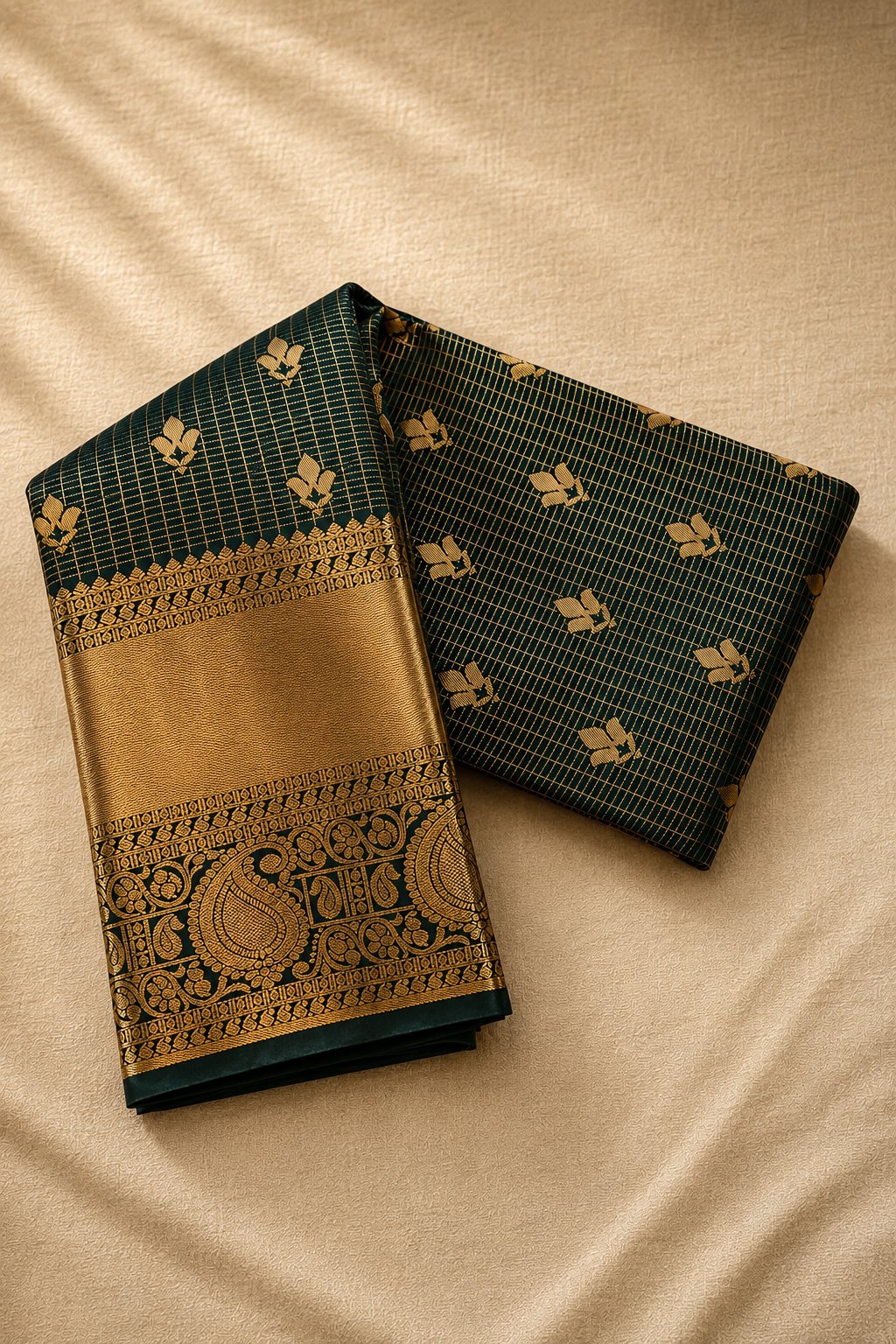 Dark Green Semi Silk Saree - Image 3