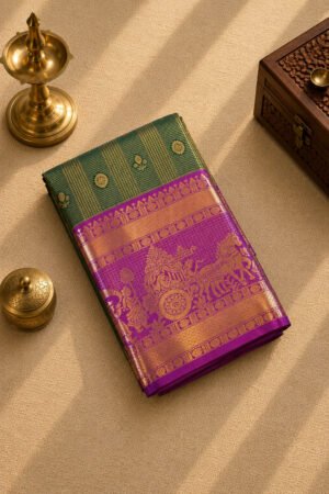 Emerald Green Semi Silk Saree