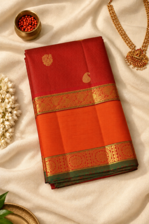 Deep Red Pure Handloom Kanchipuram Silk Saree