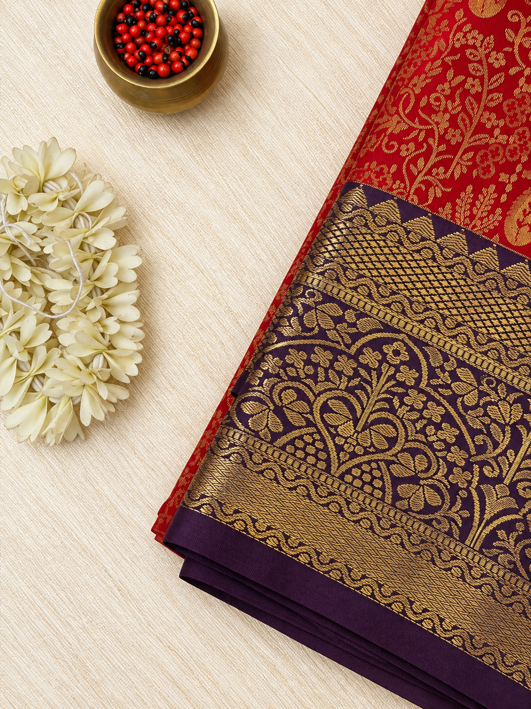 Red Brocade Silk Saree