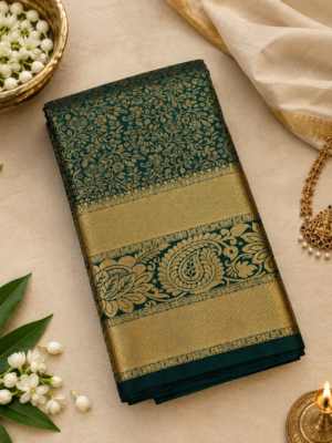 Emerald Green Brocade Silk Saree