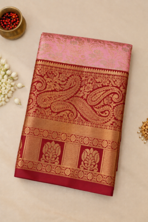 Rose Pink Brocade Silk Saree