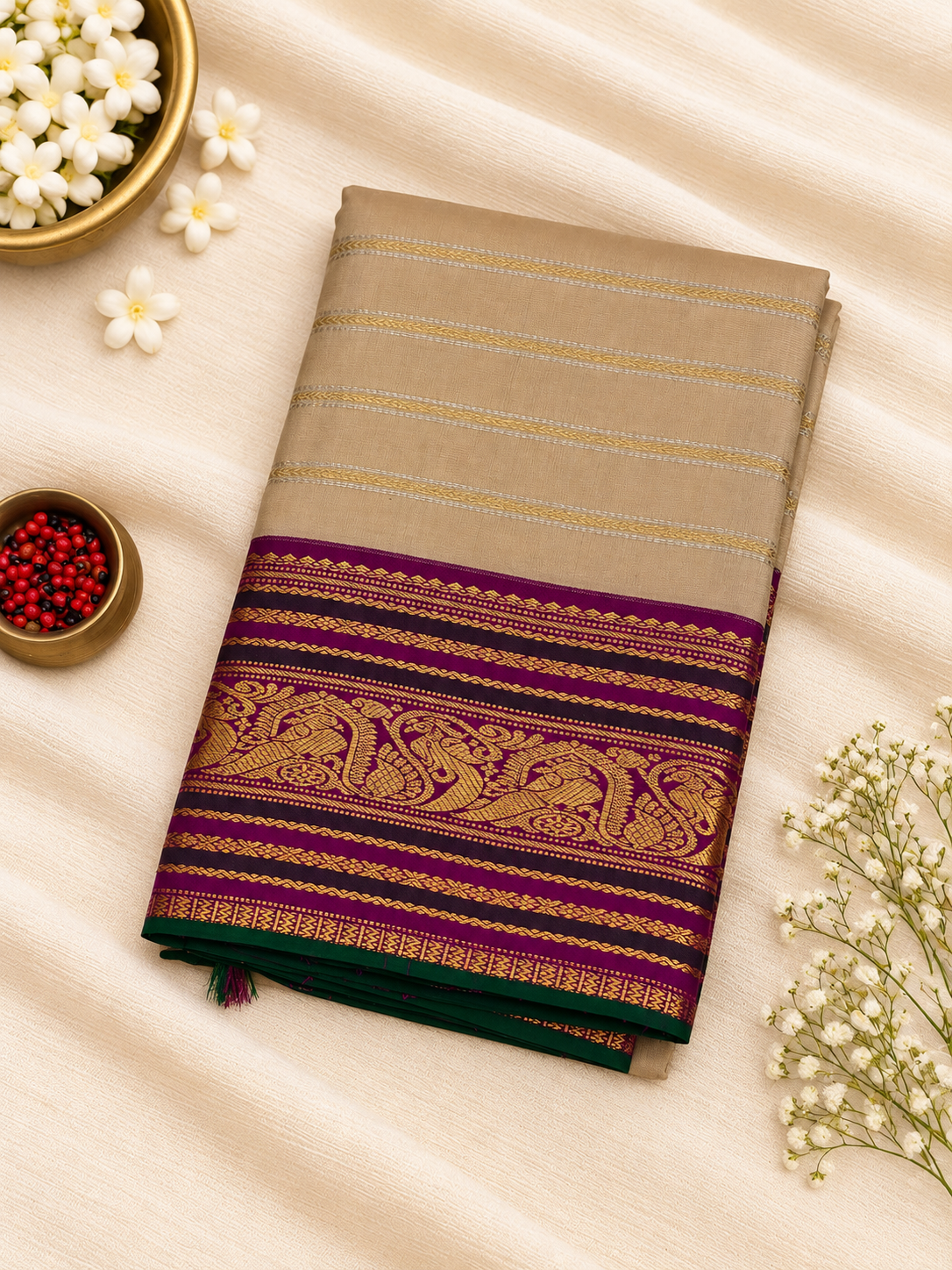 Beige Avanthika Pattu