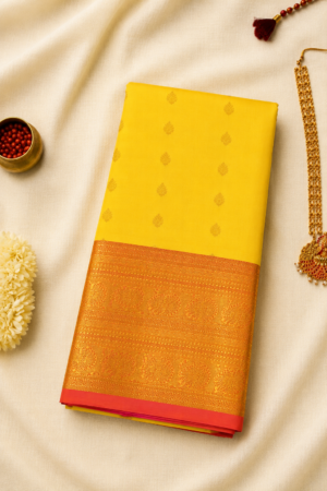 Yellow Pure Handloom Kanchipuram Silk Saree