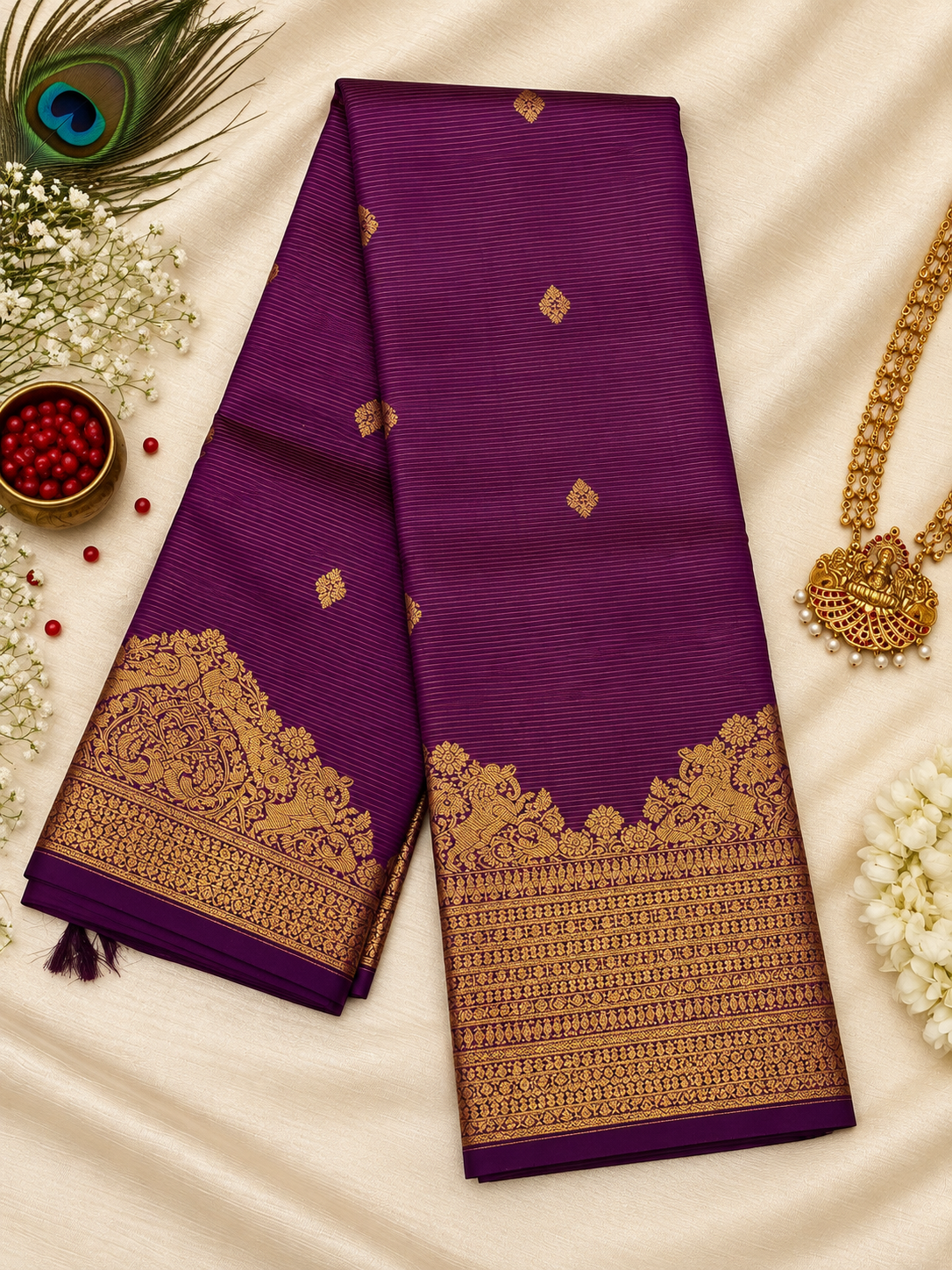 Rich Magenta-Purple Avanthika Pattu - Image 2
