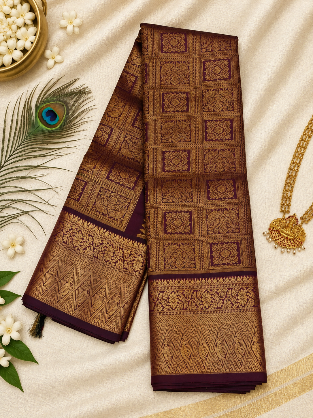 Deep Maroon Avanthika Pattu - Image 3