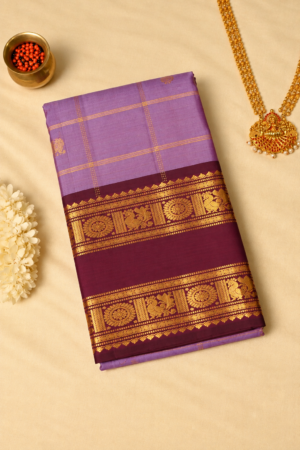 Lavender Pure Handloom Kanchipuram Silk Saree