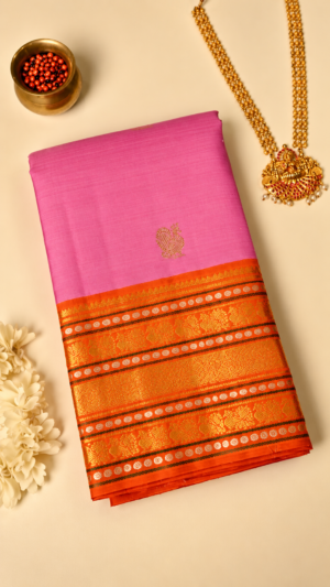 Pink Pure Handloom kanchipuram silk saree