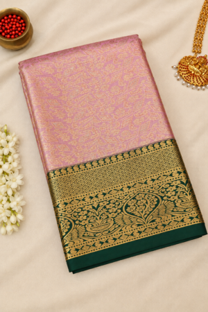 Lavender Tissue Brocade Silk Saree