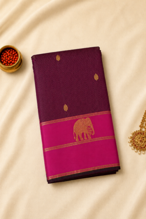 Purple Pure Handloom Kanchipuram silk Saree