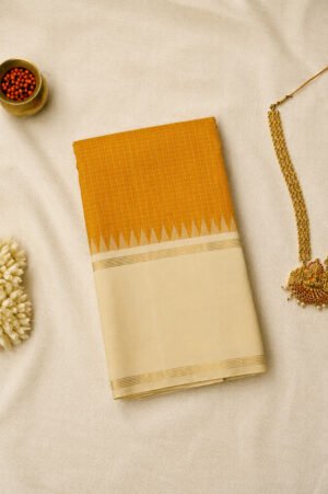 Mustard Yellow Pure Handloom Kanchipuram Silk Saree