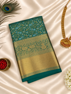 Peacock Green Brocade Saree