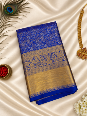 Royal Blue Brocade Saree