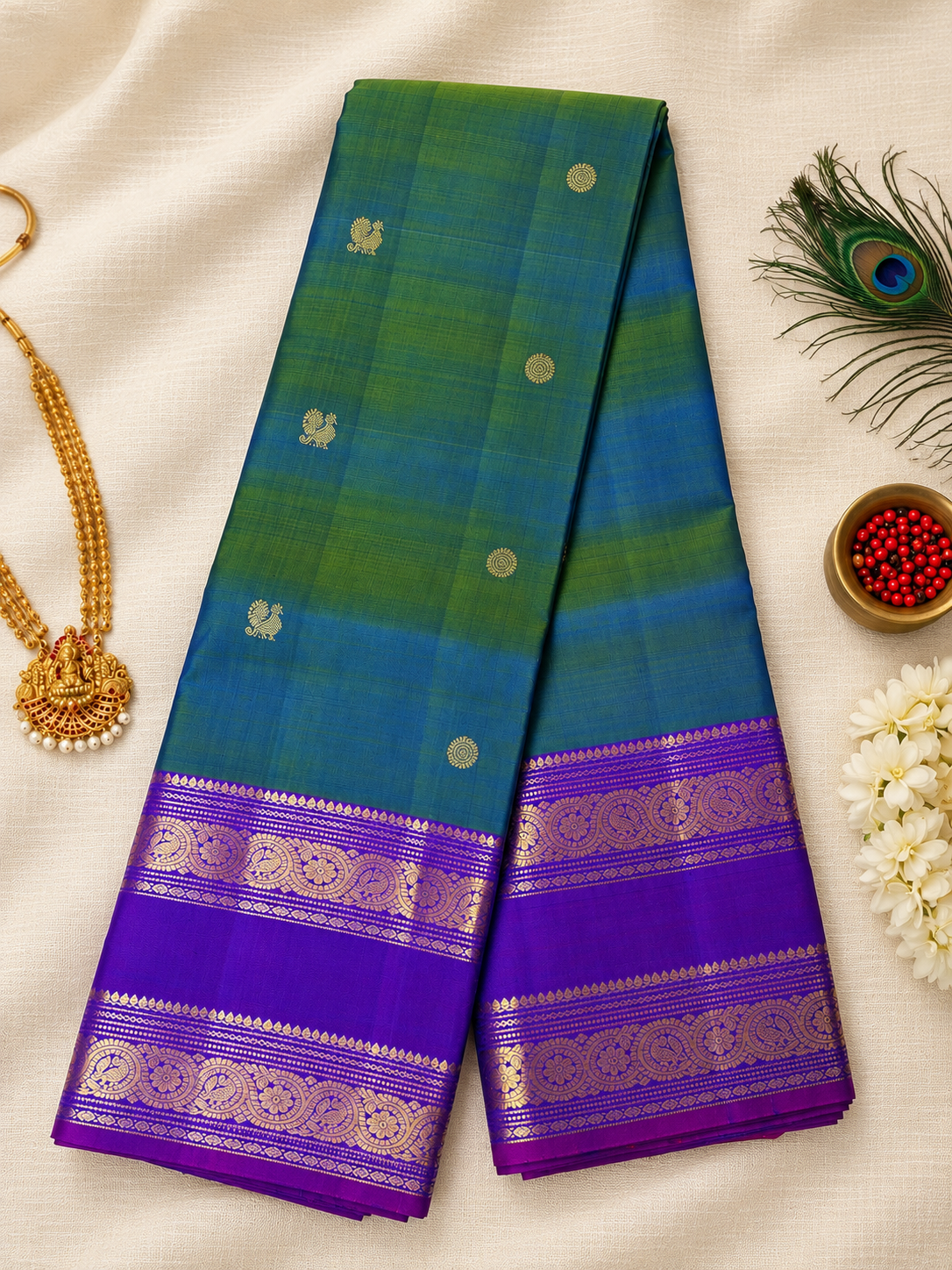 Blue Green Avanthika Pattu - Image 2