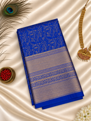 Royal Blue Brocade Saree