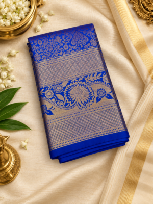 Royal Blue Brocade Saree